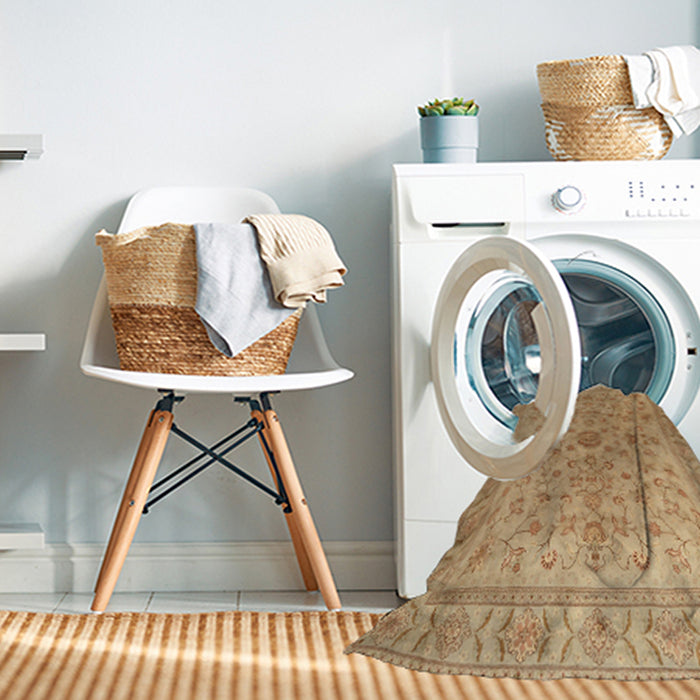 Machine Washable Traditional Sand Brown Rug in a Washing Machine, wshtr2055