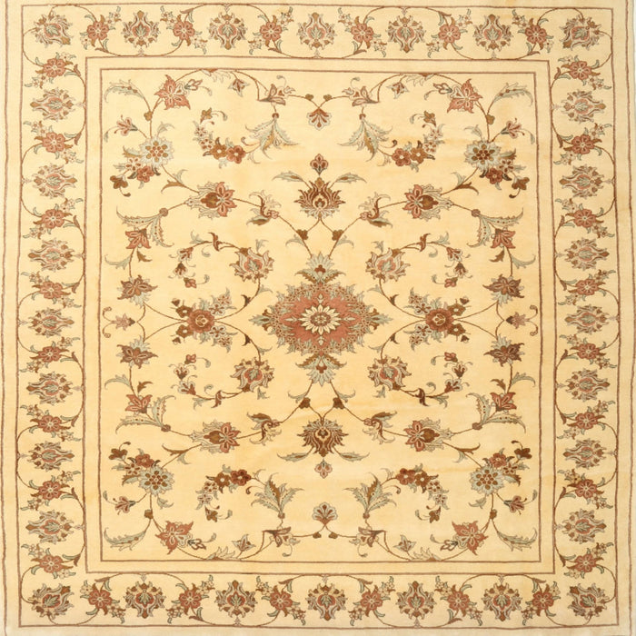 Round Machine Washable Traditional Mustard Yellow Rug, wshtr2058