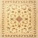 Round Machine Washable Traditional Mustard Yellow Rug, wshtr2058