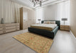 Machine Washable Traditional Gold Rug in a Bedroom, wshtr2059