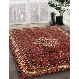 Machine Washable Traditional Rust Pink Rug in a Family Room, wshtr205