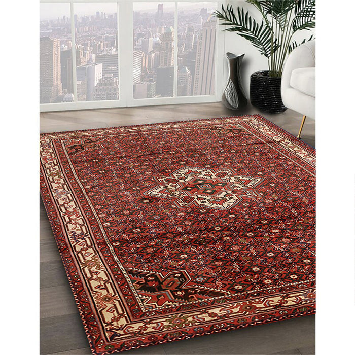 Machine Washable Traditional Rust Pink Rug in a Family Room, wshtr205