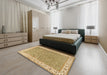 Traditional Metallic Gold Persian Rug in a Bedroom, tr2060