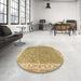 Round Traditional Metallic Gold Persian Rug in a Office, tr2060