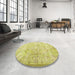 Round Machine Washable Traditional Yellow Rug in a Office, wshtr2062