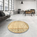 Round Machine Washable Traditional Gold Rug in a Office, wshtr2064