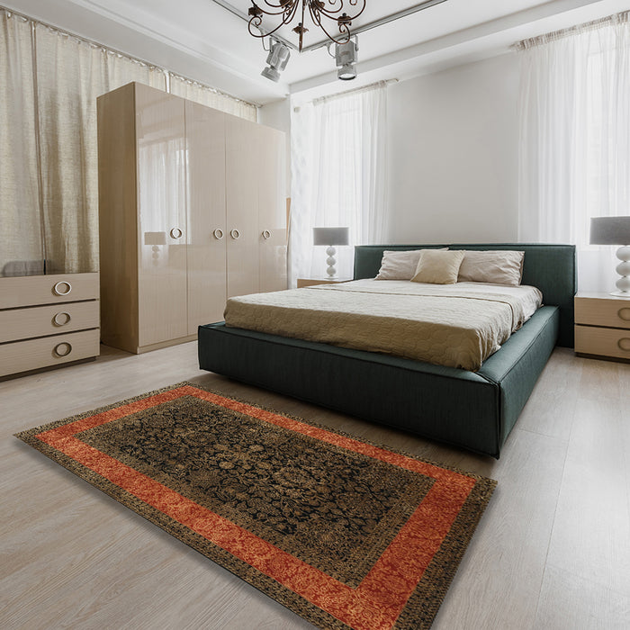 Traditional Red Persian Rug in a Bedroom, tr2067