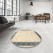 Round Machine Washable Traditional Gold Rug in a Office, wshtr2068