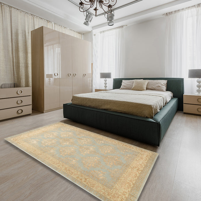 Traditional Brown Persian Rug in a Bedroom, tr2069