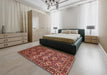 Traditional Orange Salmon Pink Persian Rug in a Bedroom, tr206