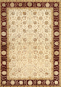 Machine Washable Traditional Brown Gold Rug, wshtr2070