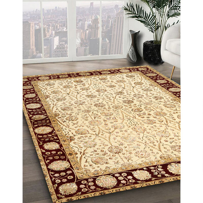 Traditional Brown Gold Persian Rug in Family Room, tr2070