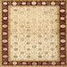 Round Machine Washable Traditional Brown Gold Rug, wshtr2070