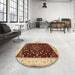 Round Machine Washable Traditional Saffron Red Rug in a Office, wshtr2071