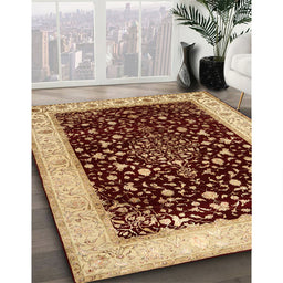 Traditional Saffron Red Persian Rug in Family Room, tr2071