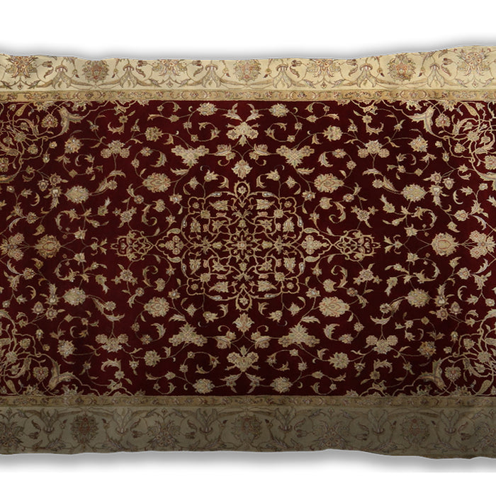 Traditional Classic Rectangular Saffron Red Lumbar Throw Pillow, 13 inch by 19 inch, lbtr2071