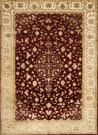 Machine Washable Traditional Saffron Red Rug, wshtr2071