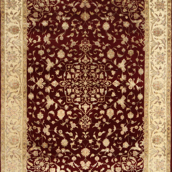 Machine Washable Traditional Saffron Red Rug, wshtr2071