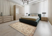 Traditional Brown Persian Rug in a Bedroom, tr2072