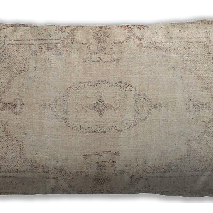 Traditional Classic Rectangular Navajo White Gold Lumbar Throw Pillow, 13 inch by 19 inch, lbtr2075
