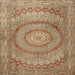 Square Traditional Saddle Brown Medallion Rug, tr2078