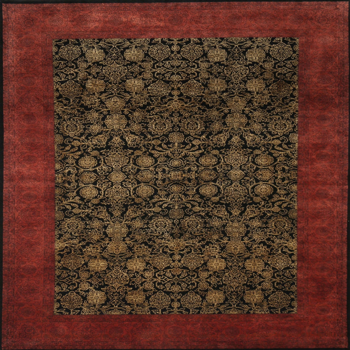 Square Traditional Dark Sienna Brown Persian Rug, tr2079