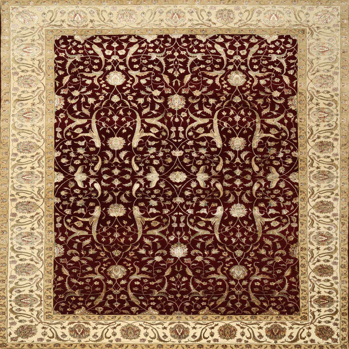 Square Traditional Saffron Red Persian Rug, tr2084