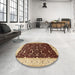 Round Traditional Saffron Red Persian Rug in a Office, tr2084