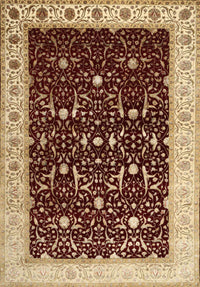 Machine Washable Traditional Saffron Red Rug, wshtr2084