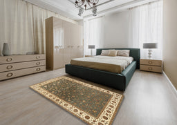 Traditional Reddish Brown Persian Rug in a Bedroom, tr2085