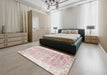 Traditional Pink Persian Rug in a Bedroom, tr2086