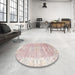 Round Machine Washable Traditional Dusty Pink Rug in a Office, wshtr2086