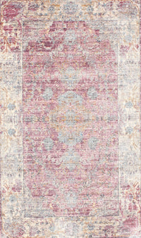 Machine Washable Traditional Dusty Pink Rug, wshtr2086