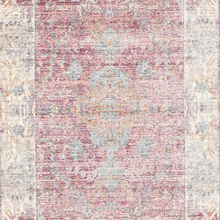 Machine Washable Traditional Dusty Pink Rug, wshtr2086
