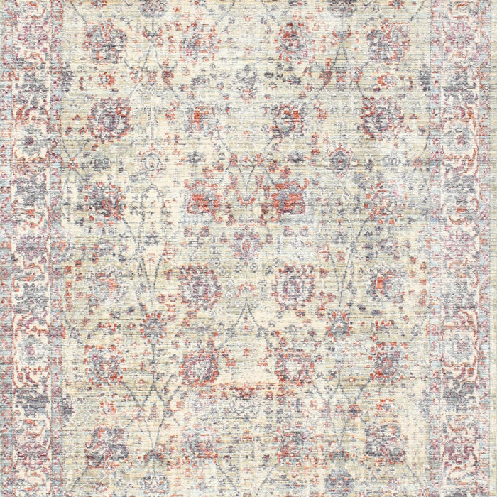 Machine Washable Traditional White Gold Rug, wshtr2087