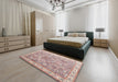 Traditional Desert Sand Beige Persian Rug in a Bedroom, tr2088