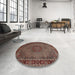 Round Traditional Camel Brown Persian Rug in a Office, tr208