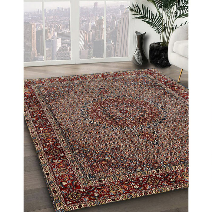 Traditional Camel Brown Persian Rug in Family Room, tr208