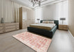 Machine Washable Traditional Salmon Pink Rug in a Bedroom, wshtr2091