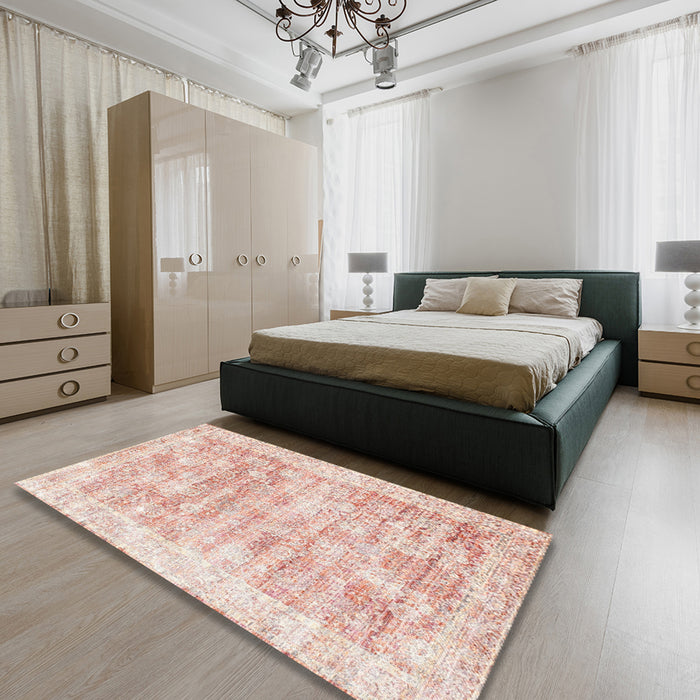 Traditional Salmon Pink Persian Rug in a Bedroom, tr2091