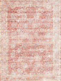 Machine Washable Traditional Salmon Pink Rug, wshtr2091