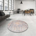 Round Traditional Rosy Brown Pink Persian Rug in a Office, tr2092