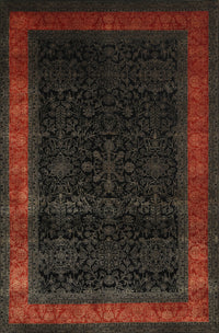 Machine Washable Traditional Night Red Rug, wshtr2094