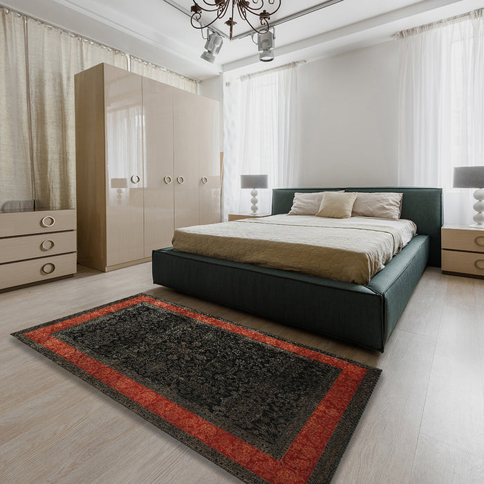 Traditional Red Persian Rug in a Bedroom, tr2094