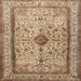 Round Machine Washable Traditional Sienna Brown Rug, wshtr2095