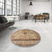 Round Traditional Sienna Brown Persian Rug in a Office, tr2095