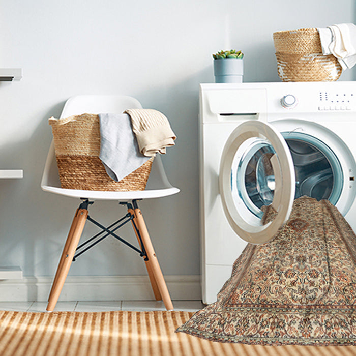 Machine Washable Traditional Sienna Brown Rug in a Washing Machine, wshtr2095