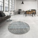 Round Machine Washable Traditional Smokey Gray Rug in a Office, wshtr2097