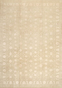 Machine Washable Traditional Khaki Gold Rug, wshtr2098