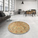 Round Machine Washable Traditional Red Rug in a Office, wshtr2099